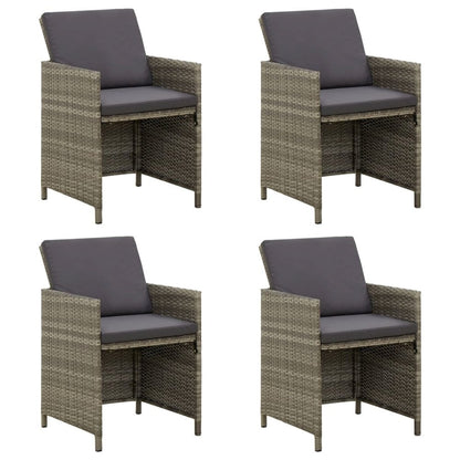 Garden Chair Set of 4 Grey PE rattan, powder-coated steel, fabric