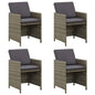 Garden Chair Set of 4 Grey PE rattan, powder-coated steel, fabric