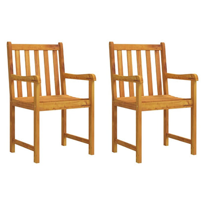 Garden Chair Set of 2 Natural Wood Solid Acacia wood Durable