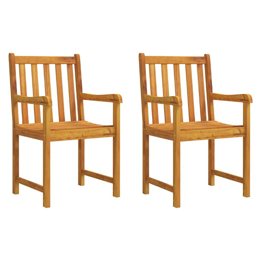 Garden Chair Set of 2 Natural Wood Solid Acacia wood Durable