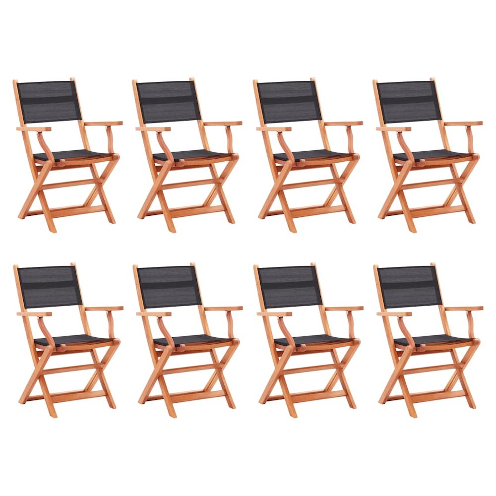 Garden Chair Set of 8 Black and Natural