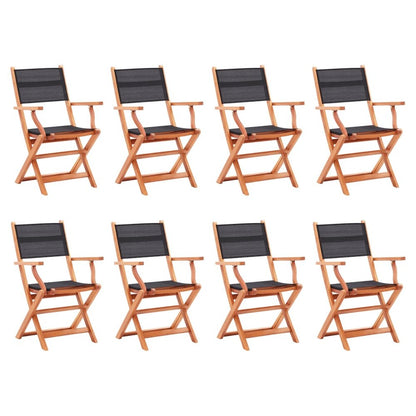 Garden Chair Set of 8 Black and Natural