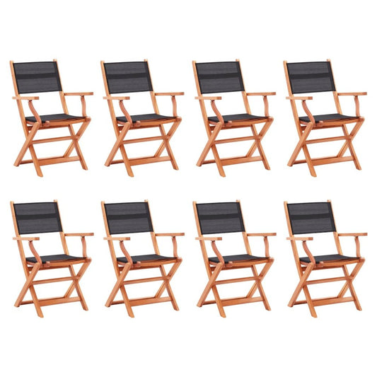 Garden Chair Set of 8 Black and Natural