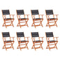Garden Chair Set of 8 Black and Natural