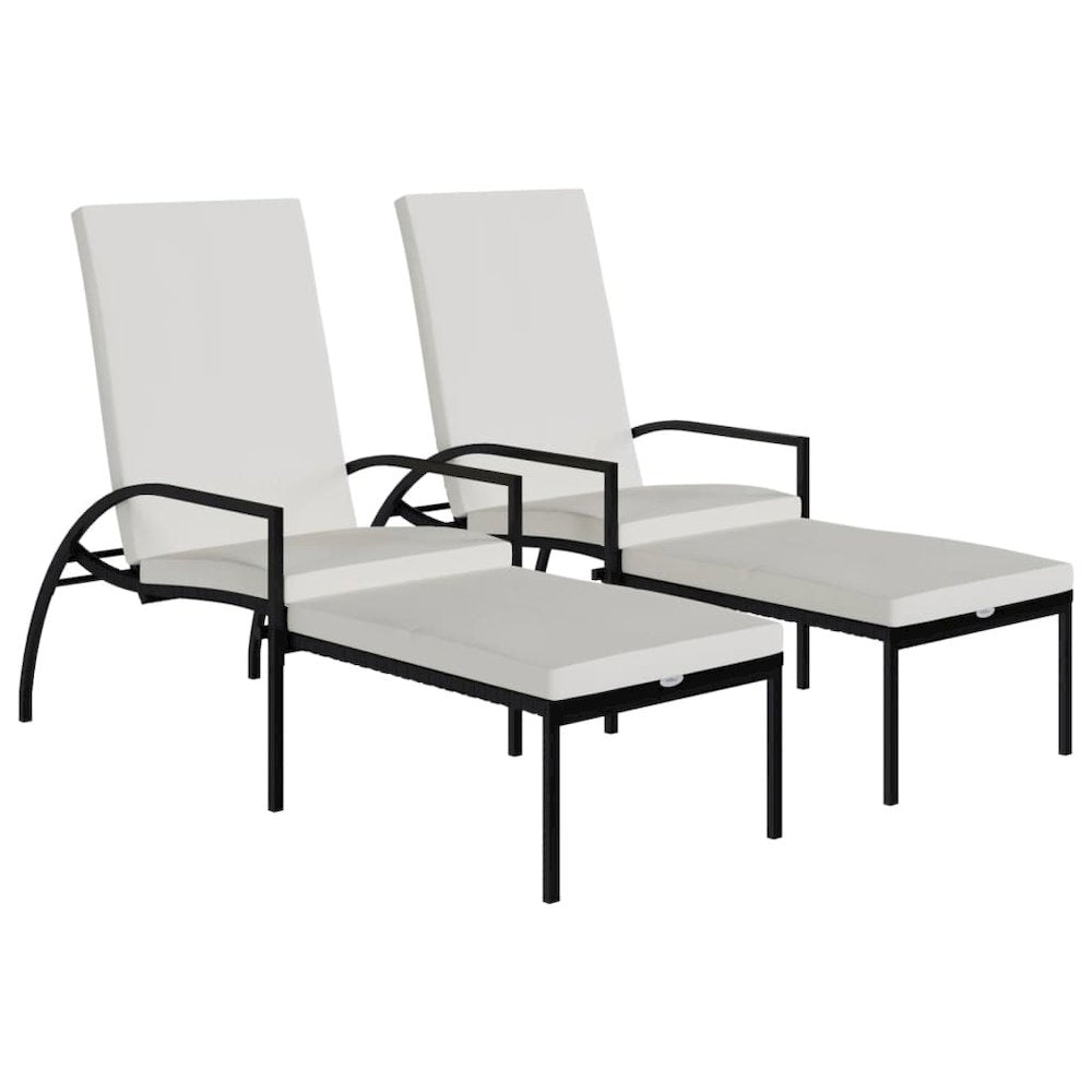 Sun Lounger Black, Cream White