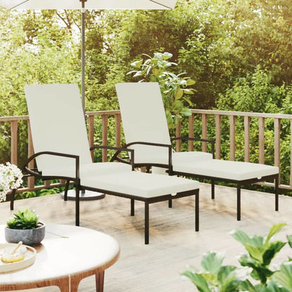 Sun Lounger Black, Cream White