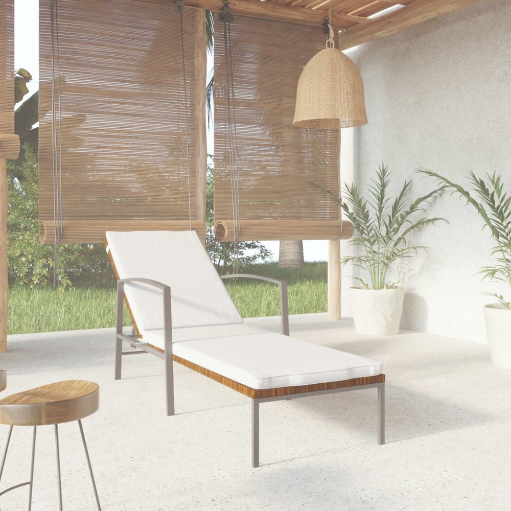 Sun Lounger Brown and Cream white