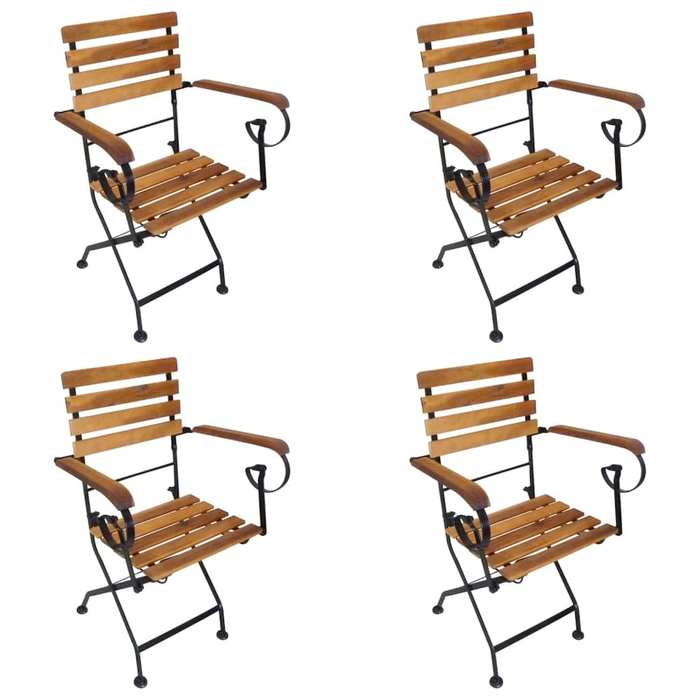 Folding Chair Set of 4 Brown and Black