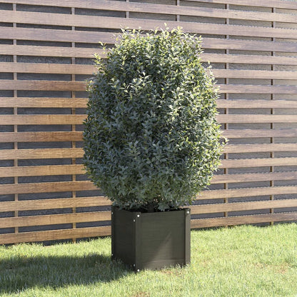 Garden Planter Gray 15.7"x15.7"x15.7" Solid Wood Pine