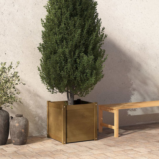 Garden Planter Honey Brown 19.7"x19.7"x19.7" Solid Wood Pine