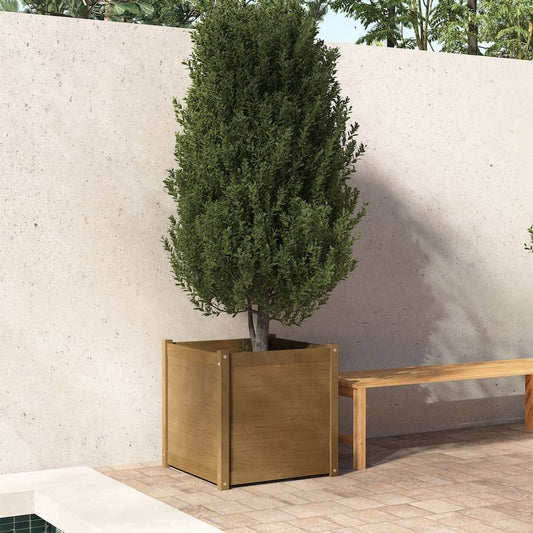 Garden Planter Honey Brown 23.6"x23.6"x23.6" Solid Wood Pine