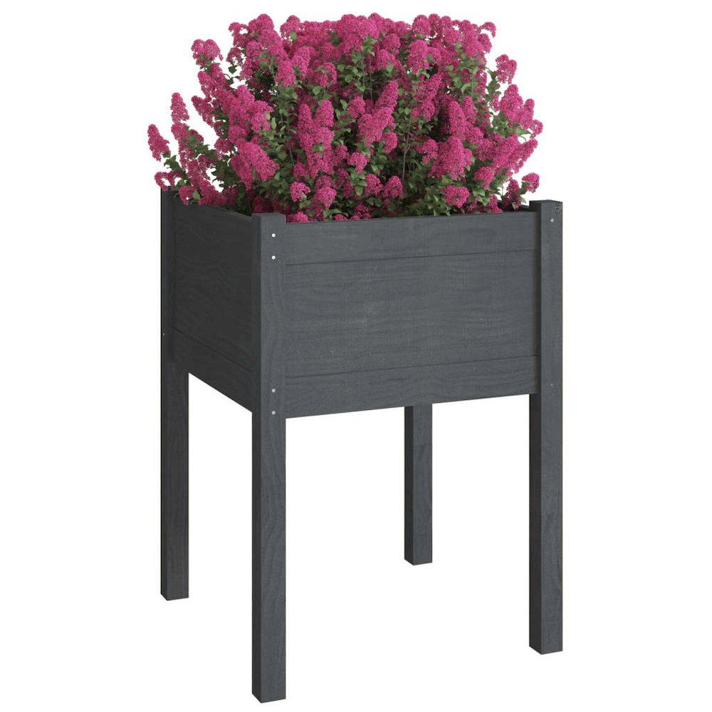 Garden Planter Gray 19.7"x19.7"x27.6" Solid Wood Pine