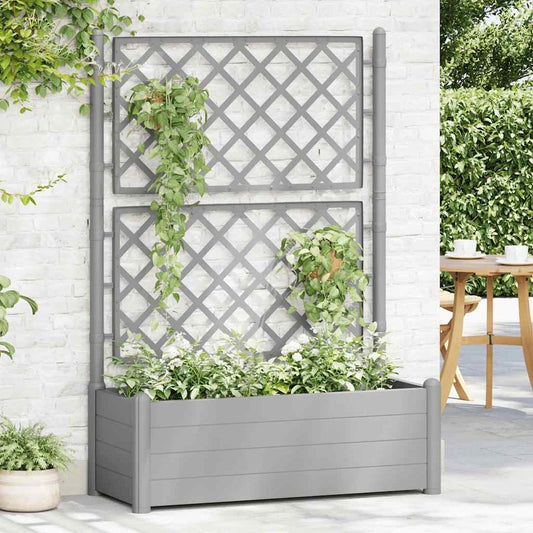 Garden Planter with Trellis 39.4"x16.9"x55.9" PP Stone Gray