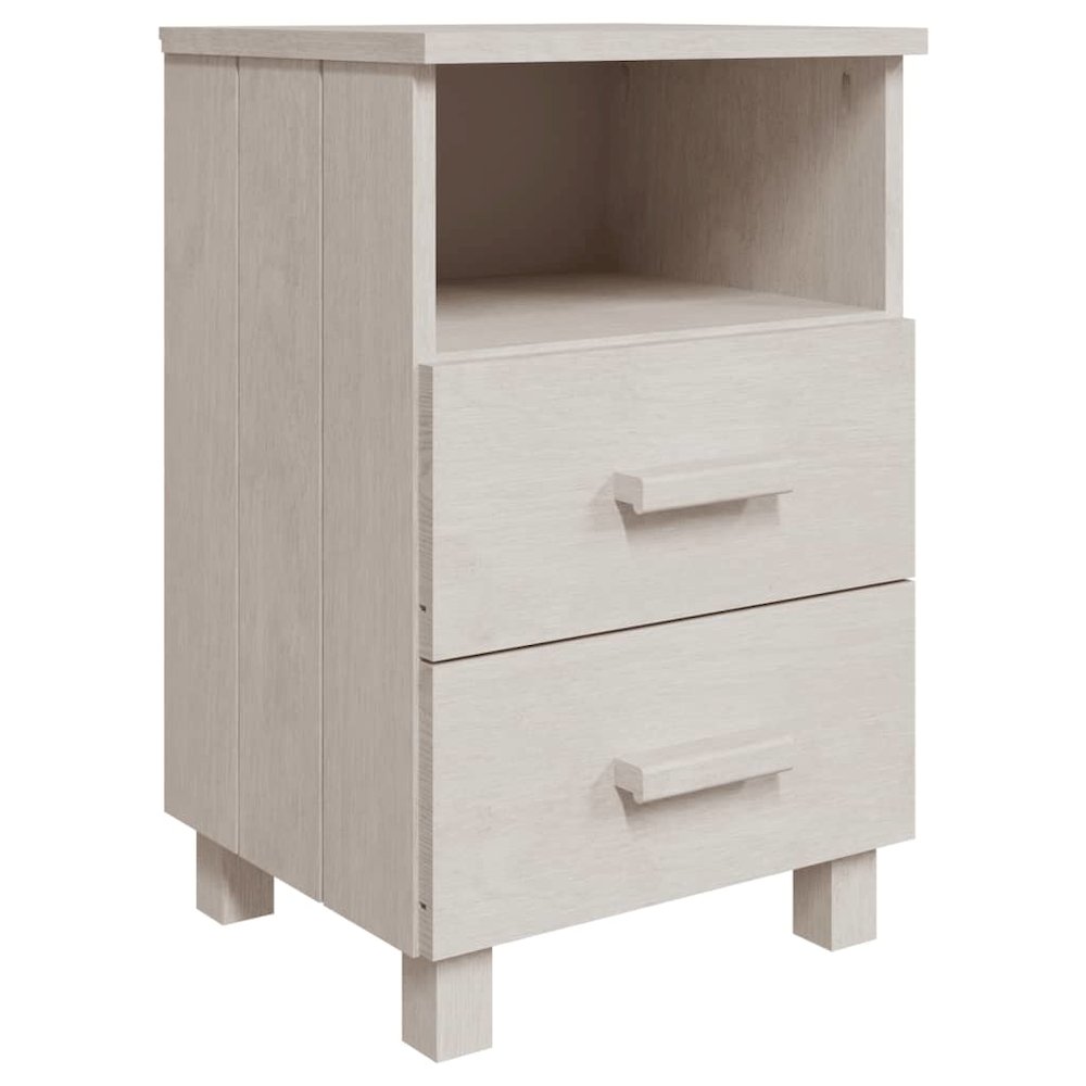 Bedside Cabinet White Solid pine wood, MDF Compact