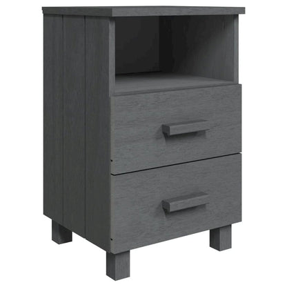 Bedside Cabinet Dark Grey Solid pine, MDF 15.7 x 13.8 x 24.4 in