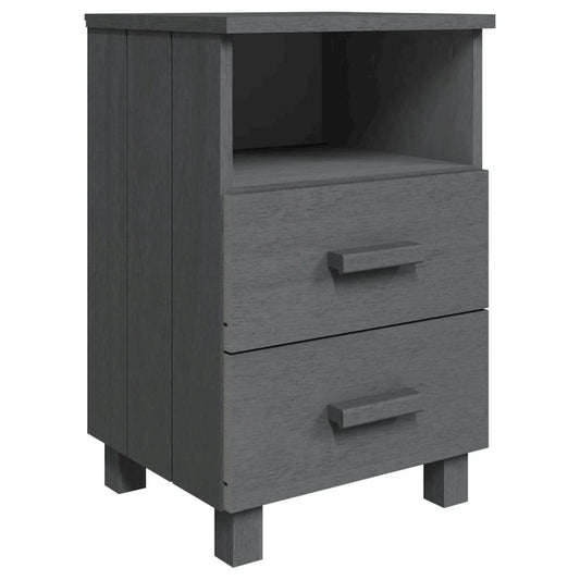 Bedside Cabinet Dark Grey Solid pine, MDF 15.7 x 13.8 x 24.4 in