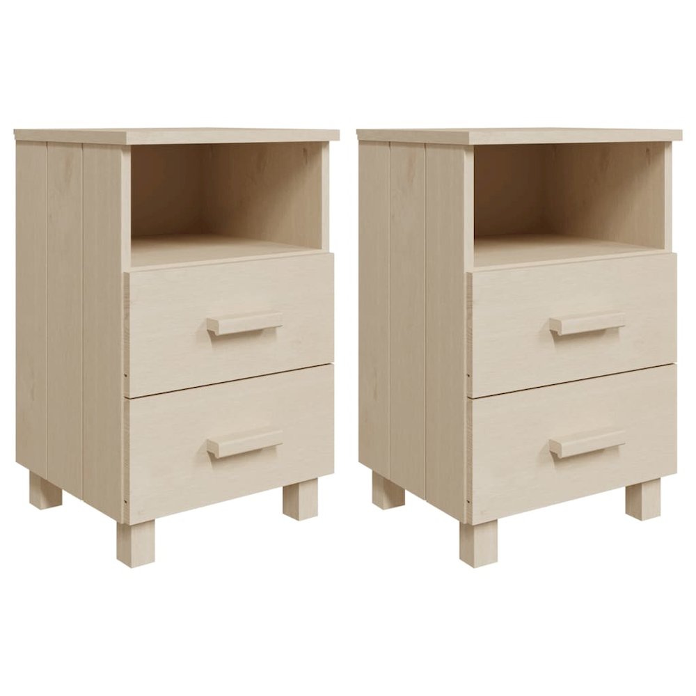 Bedside Cabinet Set of 2 Honey brown Solid pinewood, MDF
