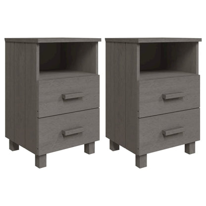 Bedside Cabinet Set of 2 Light grey Solid pine wood, MDF Standard