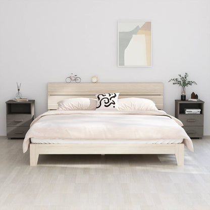 Bedside Cabinet Set of 2 Light grey Solid pine wood, MDF Standard