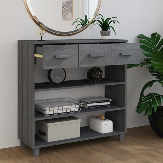 Console Table HAMAR Dark Gray 35.4"x13.8"x35.4" Solid Wood Pine