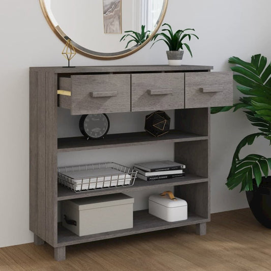vidaXL Console Table Light Gray 35.4"x13.8"x35.4" Solid Wood Pine