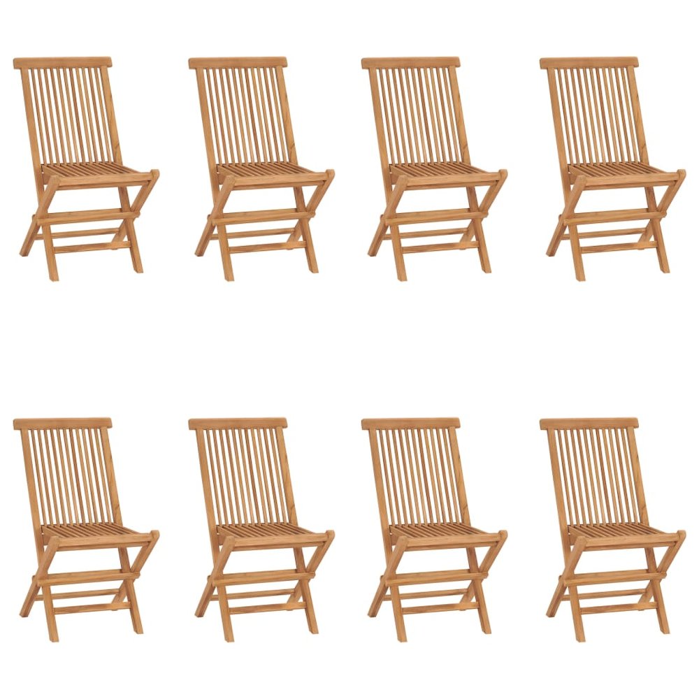 Garden Chair Set of 8 Teak Solid Teak Wood Standard Foldable