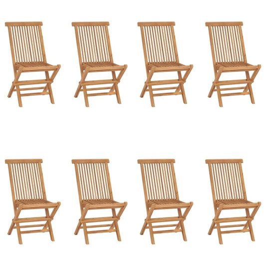 Garden Chair Set of 8 Teak Solid Teak Wood Standard Foldable