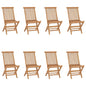 Garden Chair Set of 8 Teak Solid Teak Wood Standard Foldable