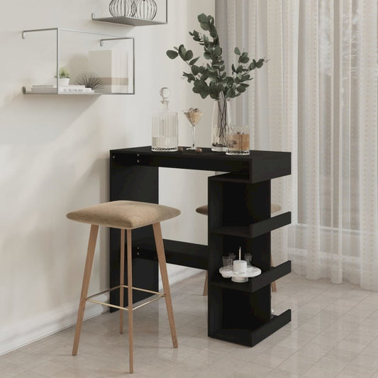 Bar Table with Storage Rack Black 39.4"x19.7"x40" Engineered Wood