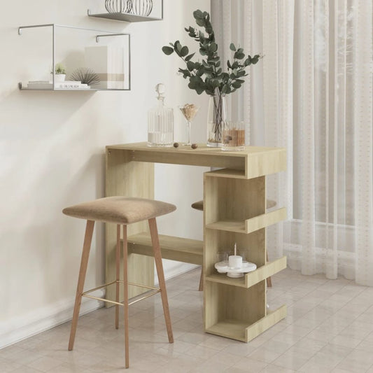 Bar Table with Storage Rack Sonoma Oak 39.4"x19.7"x40" Engineered Wood