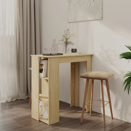 vidaXL Bar Table with Shelf Sonoma Oak 40.2"x19.7"x40.7" Engineered Wood