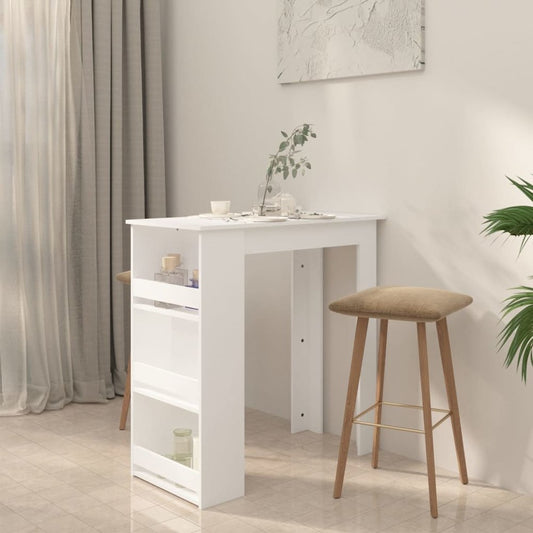 vidaXL Bar Table with Storage Rack White 40.2"x19.7"x40.7" Engineered Wood