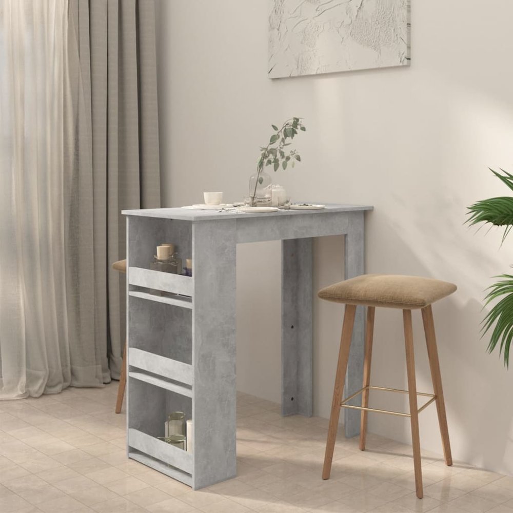vidaXL Bar Table with Storage Rack Concrete Gray 40.2"x19.7"x40.7"