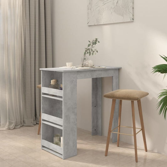 vidaXL Bar Table with Storage Rack Concrete Gray 40.2"x19.7"x40.7"