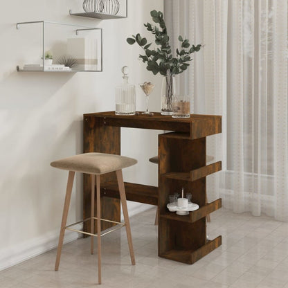 Bar Table with Storage Rack Smoked Oak 39.4"x19.7"x40"Engineered Wood