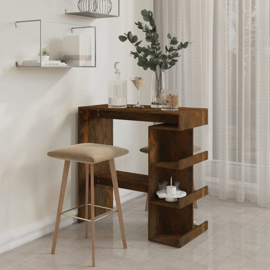 Bar Table with Storage Rack Smoked Oak 39.4"x19.7"x40"Engineered Wood