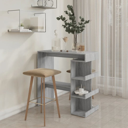 Bar Table with Storage Rack Gray Sonoma 39.4"x19.7"x40"