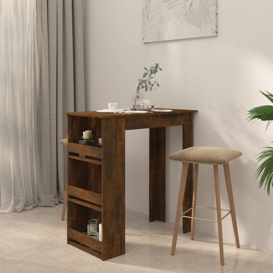 vidaXL Bar Table with Storage Rack Smoked Oak 40.2"x19.7"x40.7" Engineered Wood