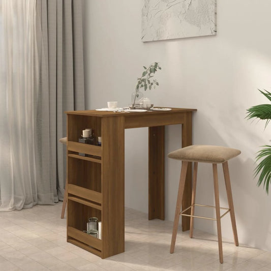 vidaXL Bar Table with Storage Rack Brown Oak 40.2"x19.7"x40.7" Engineered Wood