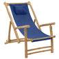 Deck Chair Navy Blue Bamboo and Canvas (100% Polyester) Standard