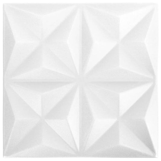 3D Wall Panels 48 pcs 19.7"x19.7" Origami White 129.2 ft²