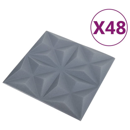 3D Wall Panels 48 pcs 19.7"x19.7" Origami Gray 129.2 ft²