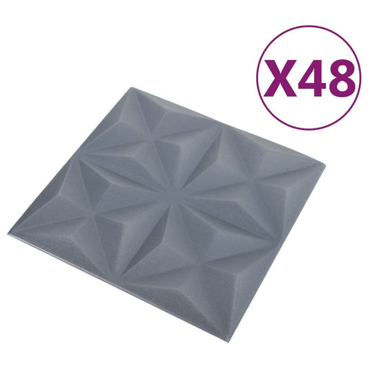 3D Wall Panels 48 pcs 19.7"x19.7" Origami Gray 129.2 ft²