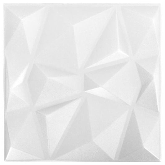 3D Wall Panels 12 pcs 19.7"x19.7" Diamond White 32.3 ft²