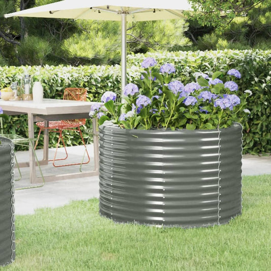 Garden Raised Bed Powder-coated Steel 39.4"x39.4"x26.8" Gray