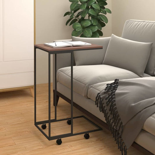 Side Table with Wheels Black 15.7"x11.8"x25" Engineered Wood