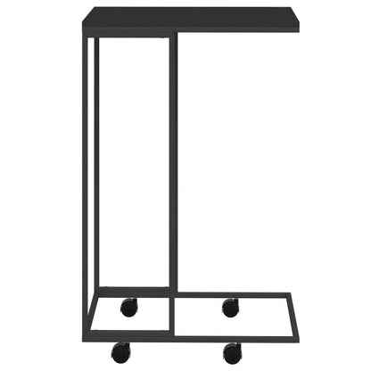 Side Table with Wheels Black 15.7"x11.8"x25" Engineered Wood