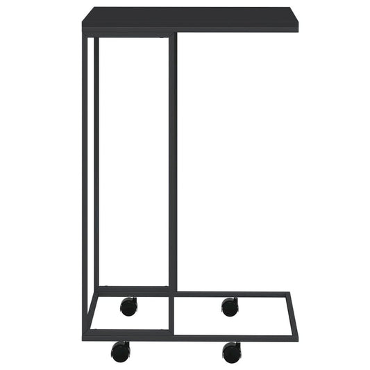 Side Table with Wheels Black 15.7"x11.8"x25" Engineered Wood