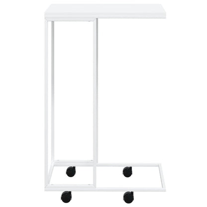 Side Table with Wheels White 15.7"x11.8"x25" Engineered Wood