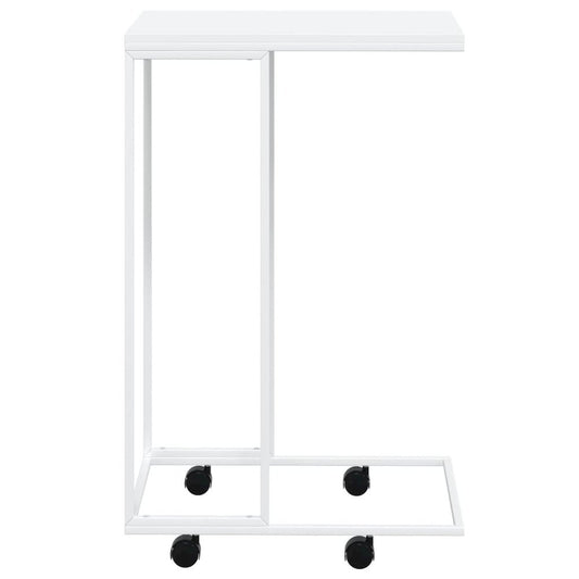 Side Table with Wheels White 15.7"x11.8"x25" Engineered Wood